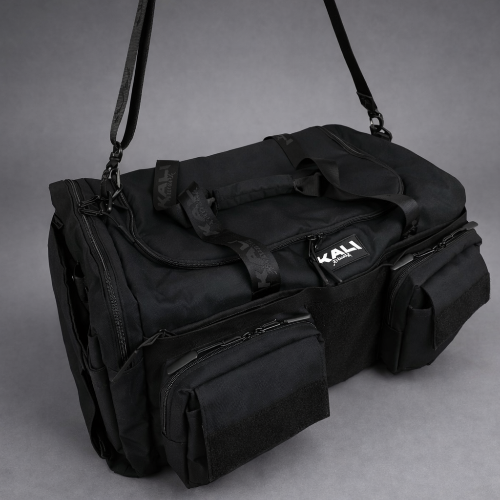 Apex Calisthenics Gym Duffel Bag, Front top down angle.