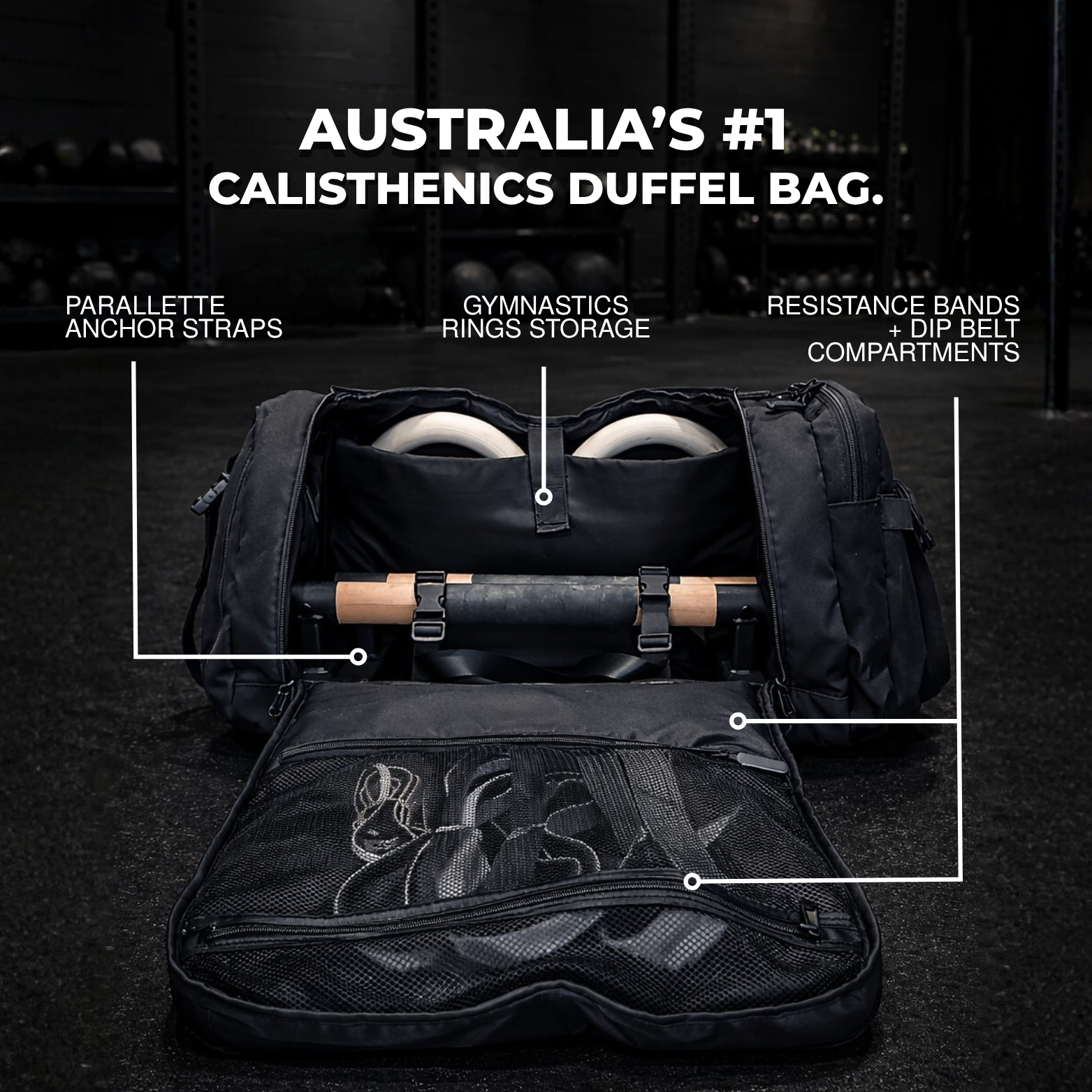 Apex Calisthenics Gym Bag, Front Open ,With details